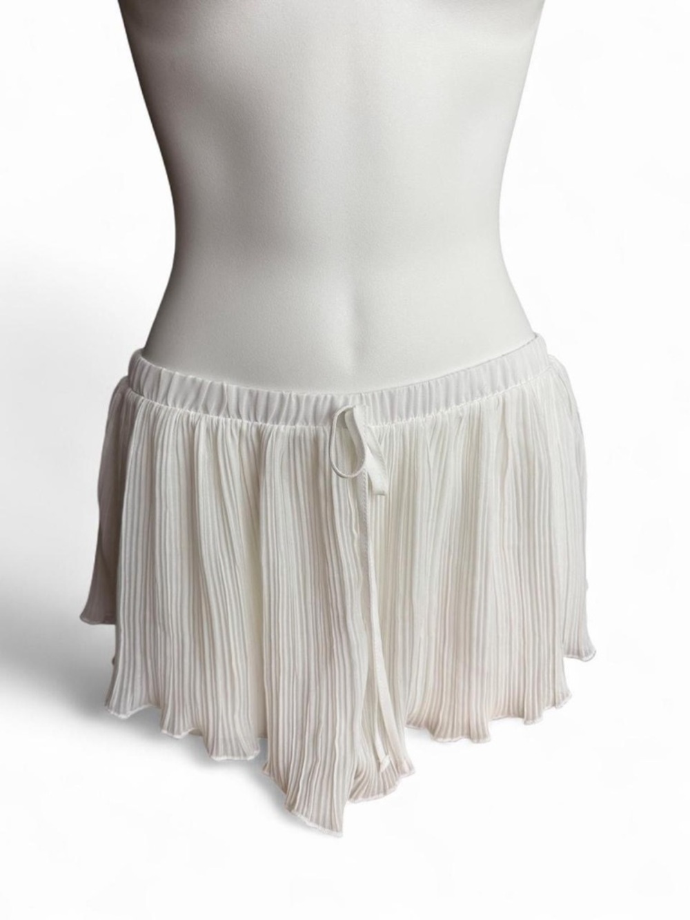 Flora Nikrooz Cream Asymmetrical Pleated Mini Skirt